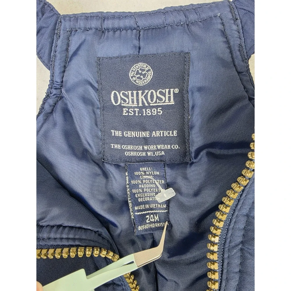 Oshkosh Kids Snowsuit Bibs Overall‎ Puffer Pants 24M Months Navy Yellow *READ*